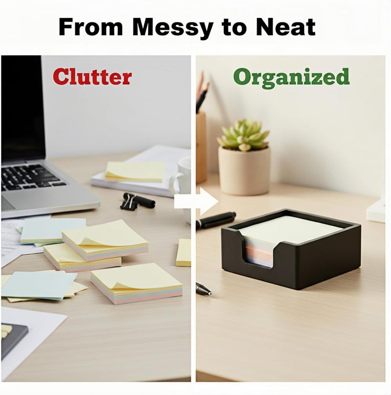BAOHD Concrete Sticky Note Holder for 3x3 Inch Post Note - Cement Self-Stick Note Memo Pad Holder, Post Notepad Dispenser Organizer, Modern Desk Accessory for Office & Home, Black - Image 3